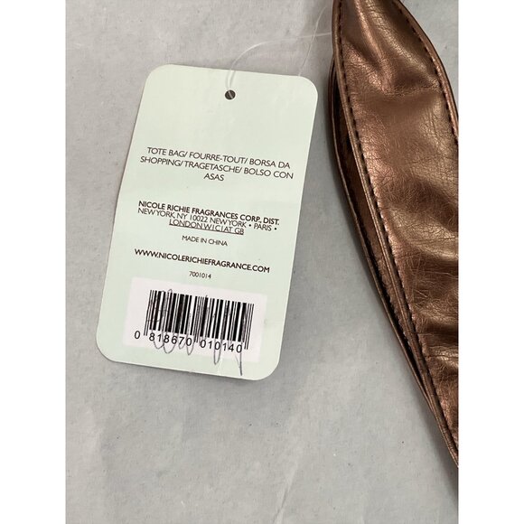 Vintage Nicole Richie Bronze Faux Leather Tote Bag Embossed Logo NWT - Picture 6 of 9